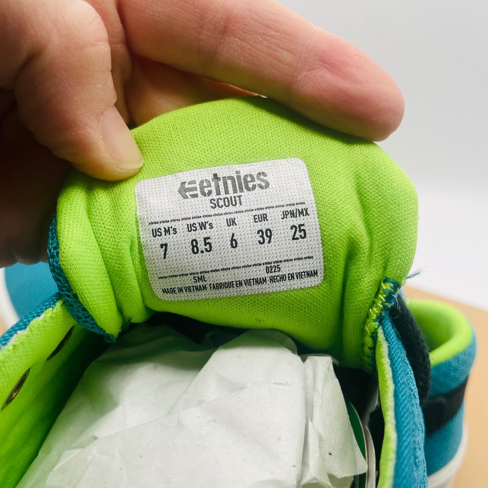 Etnies‎ Scout Teal Black Mesh Lightweight Skate Shoes Mens 7 Womens 8.5 Skater - Picture 6 of 6